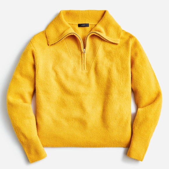J. Crew • Golden Yellow Relaxed Half Zip Stretch Pullover Sweater - Picture 3 of 10
